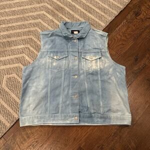 Vintage Team Tactics Denim Vest 90s Blue Jean Trucker Womens 3XL Made In USA